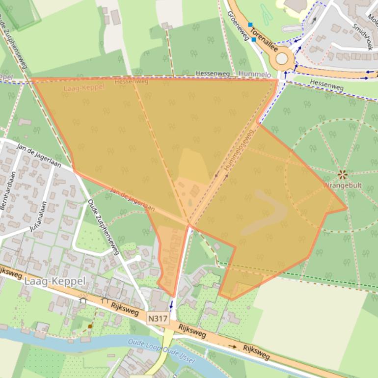 Kaart van postcodegebied 6998AC.