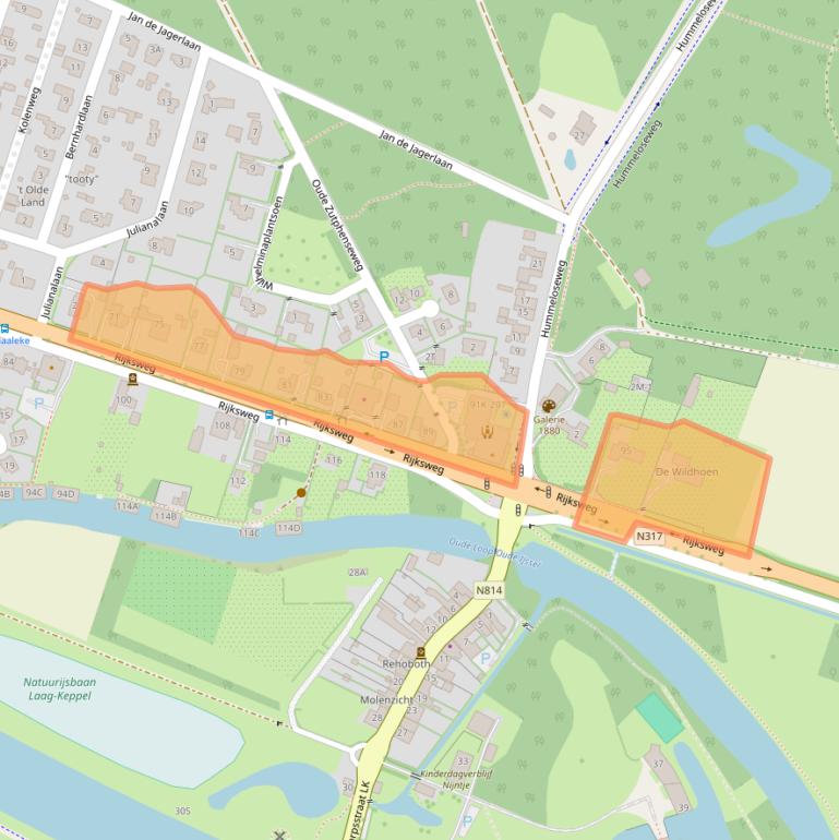 Kaart van postcodegebied 6998AG.