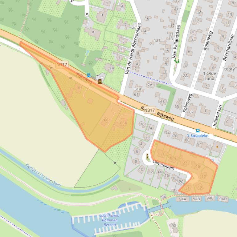 Kaart van postcodegebied 6998AH.