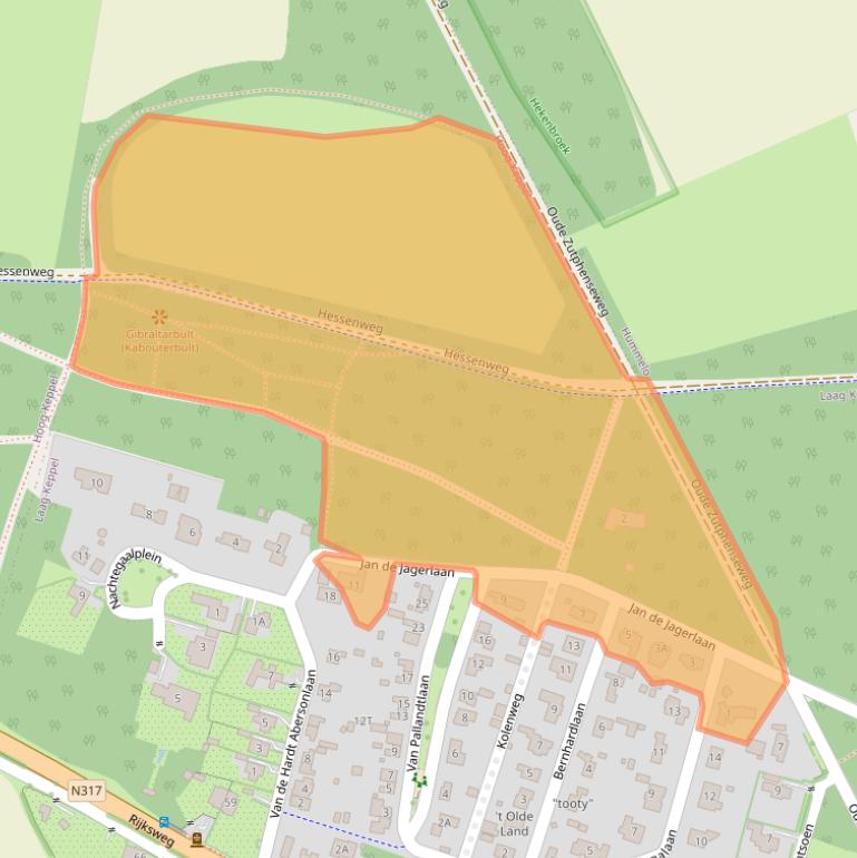 Kaart van postcodegebied 6998AN.