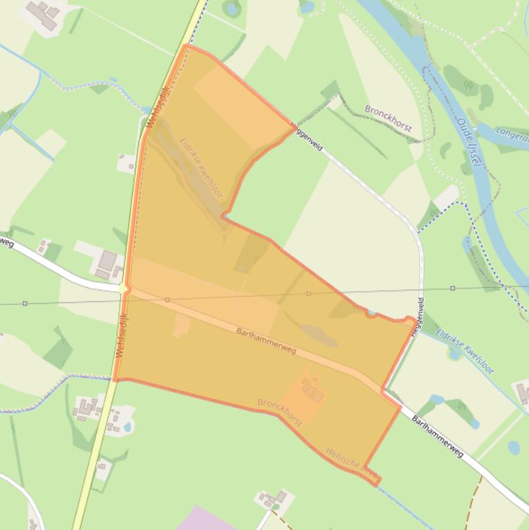 Kaart van postcodegebied 6998CB.