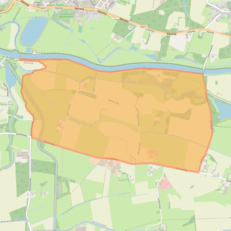 Kaart van postcodegebied 6998CG.