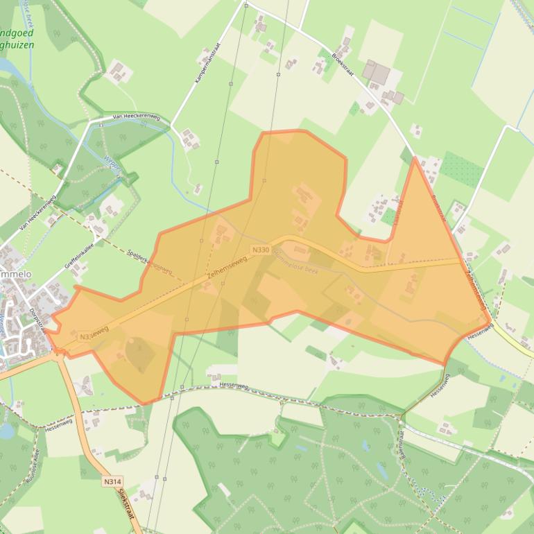 Kaart van postcodegebied 6999DN.