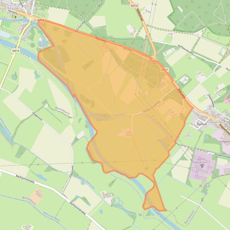 Kaart van postcodegebied 6999EB.