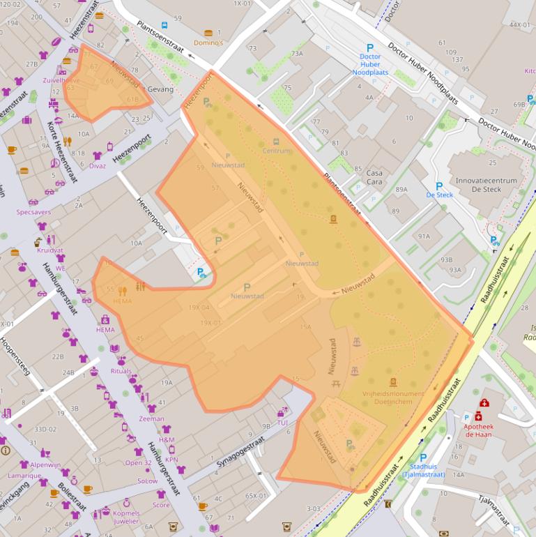 Kaart van postcodegebied 7001AC.