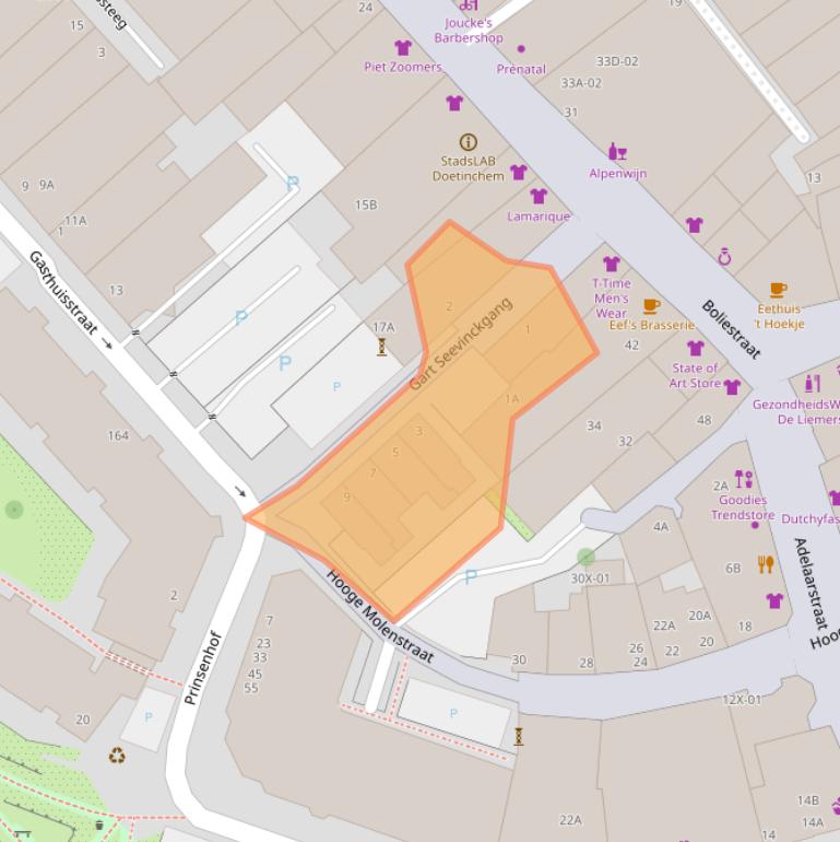 Kaart van postcodegebied 7001AW.