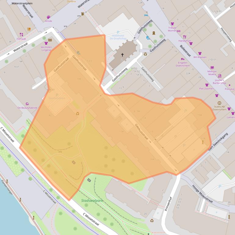 Kaart van postcodegebied 7001AX.