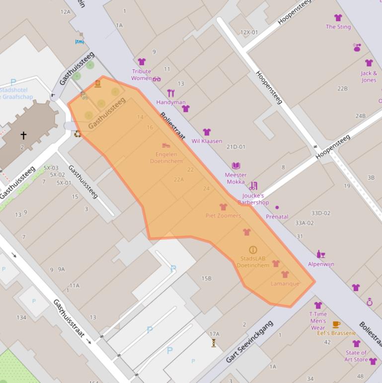 Kaart van postcodegebied 7001BC.