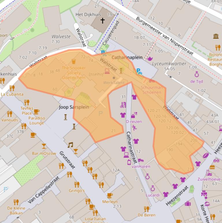 Kaart van postcodegebied 7001BV.