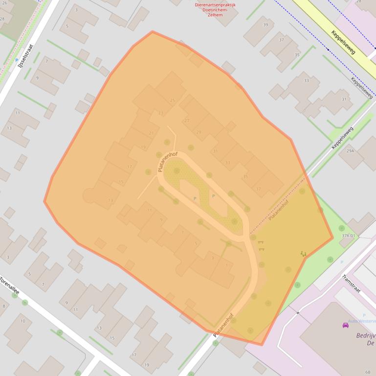 Kaart van postcodegebied 7001CC.