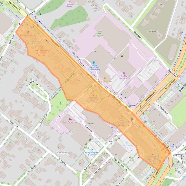 Kaart van postcodegebied 7001CE.