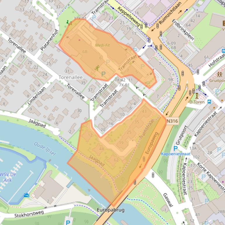 Kaart van postcodegebied 7001CH.