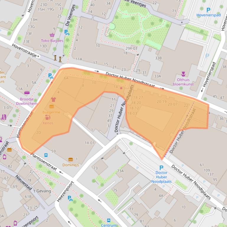 Kaart van postcodegebied 7001DW.