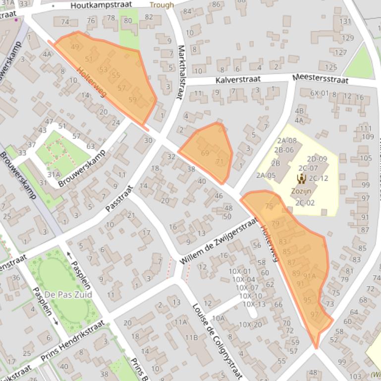 Kaart van postcodegebied 7001EJ.