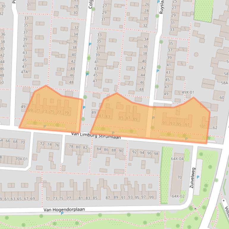 Kaart van postcodegebied 7003BJ.
