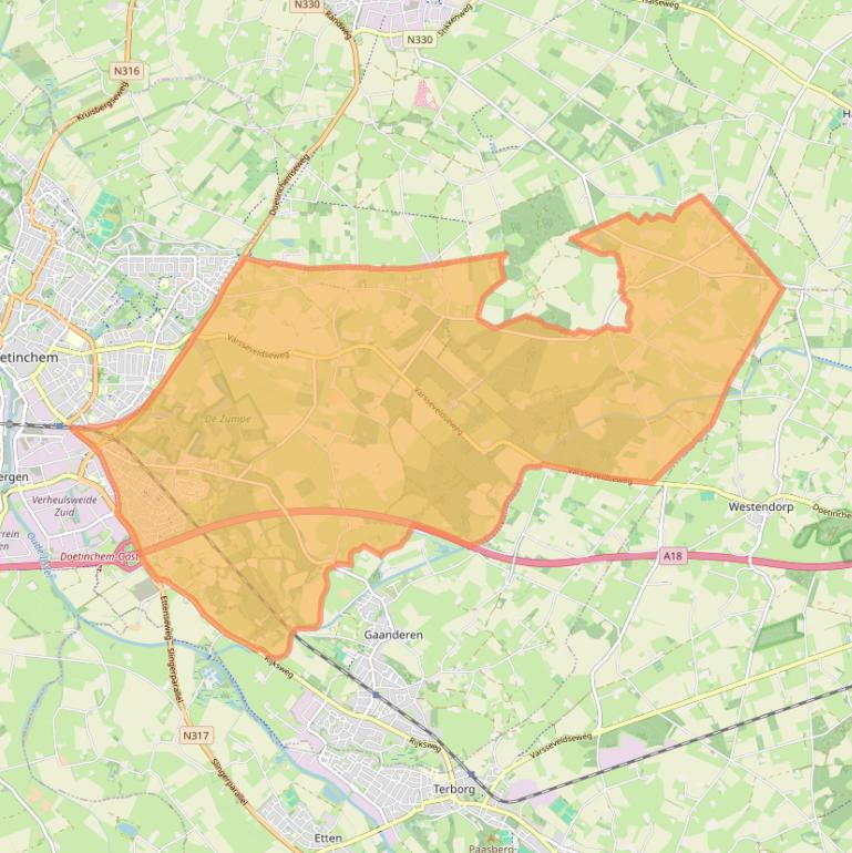 Kaart van postcodegebied 7004.