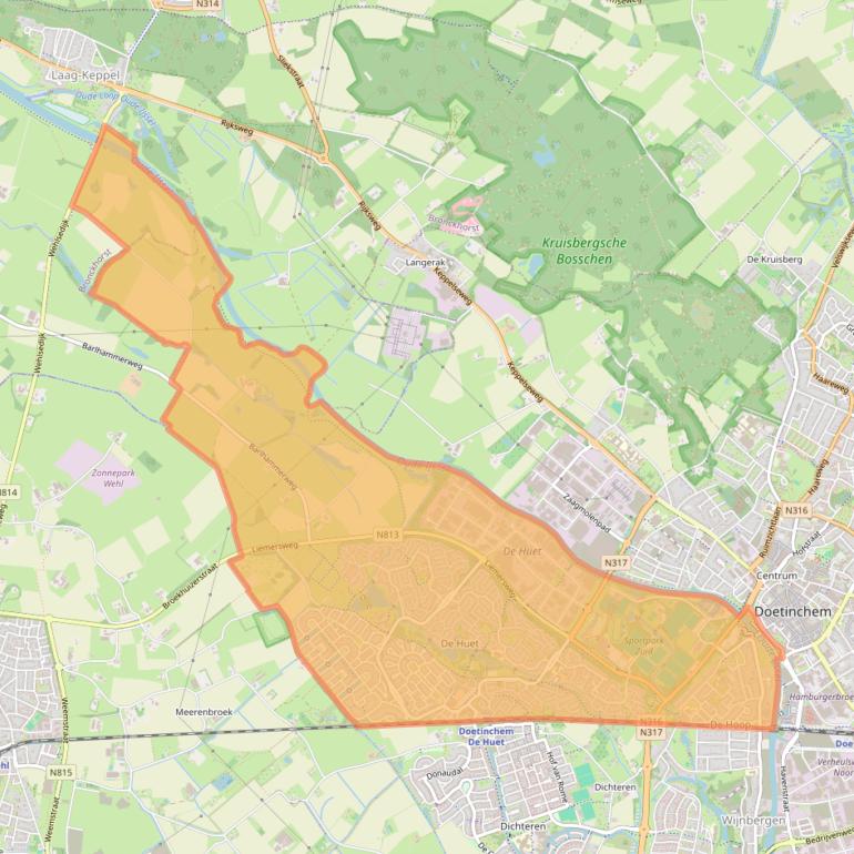 Kaart van postcodegebied 7006.