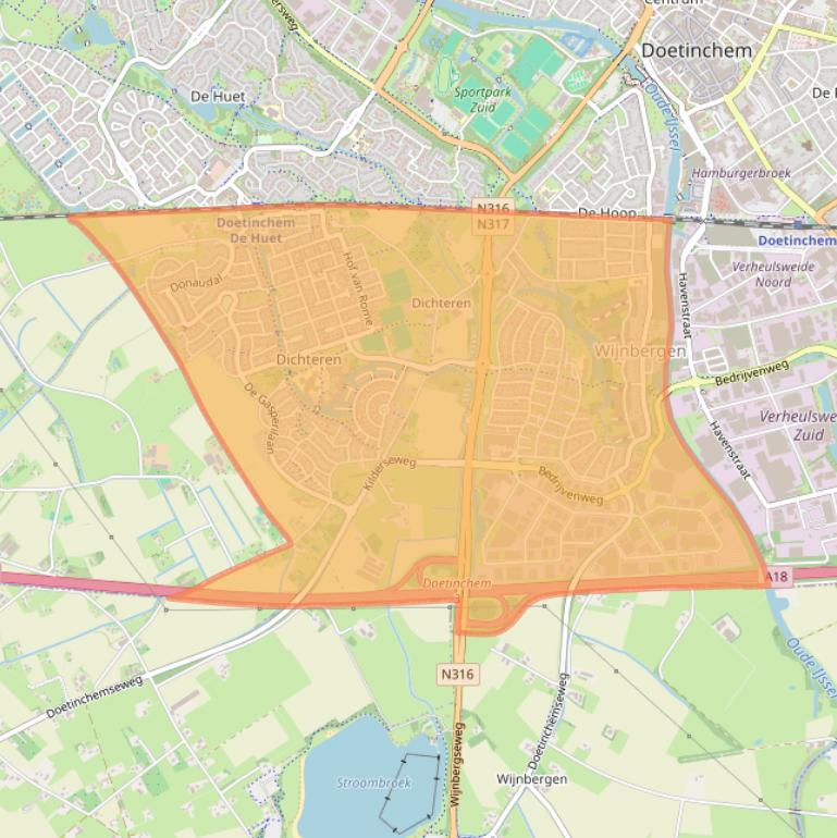 Kaart van postcodegebied 7007.