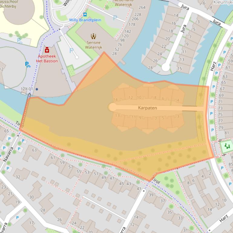 Kaart van postcodegebied 7007LZ.