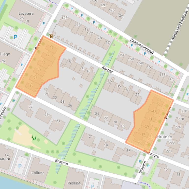 Kaart van postcodegebied 7008BS.