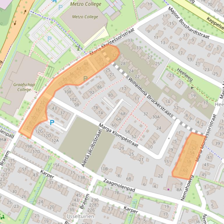 Kaart van postcodegebied 7008CB.