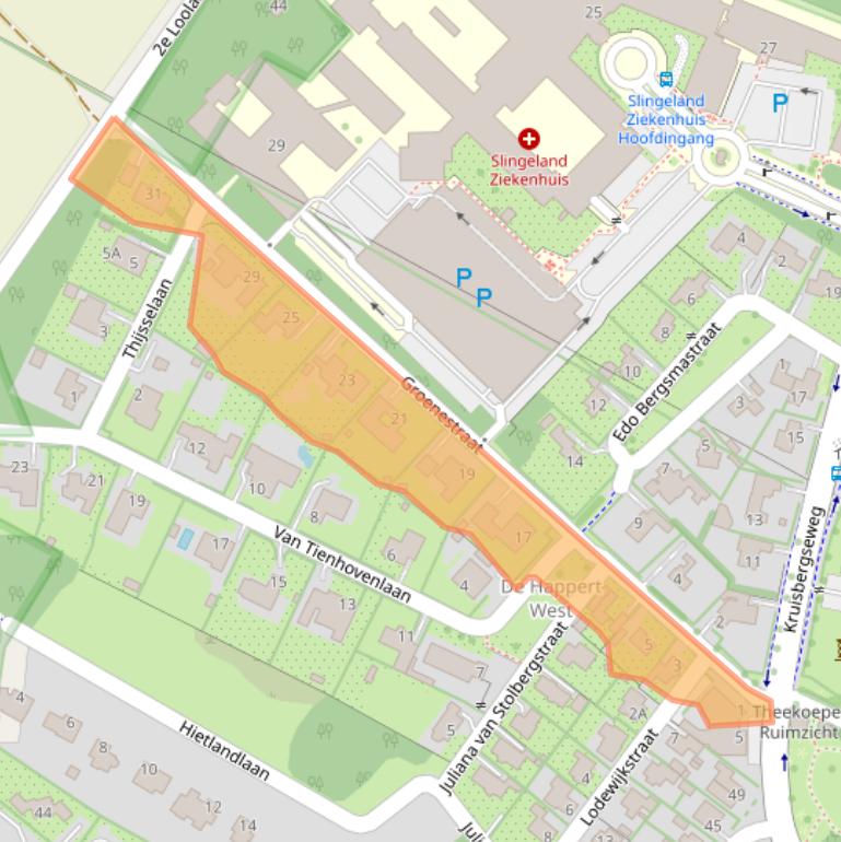 Kaart van postcodegebied 7009BH.