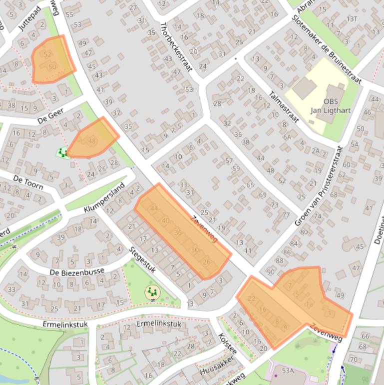 Kaart van postcodegebied 7021BC.