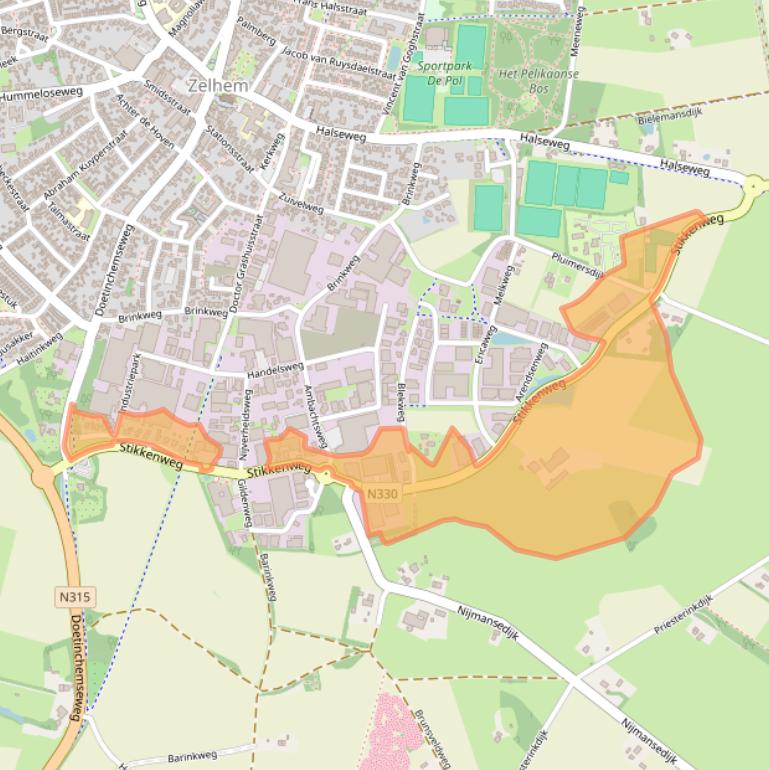 Kaart van postcodegebied 7021BN.