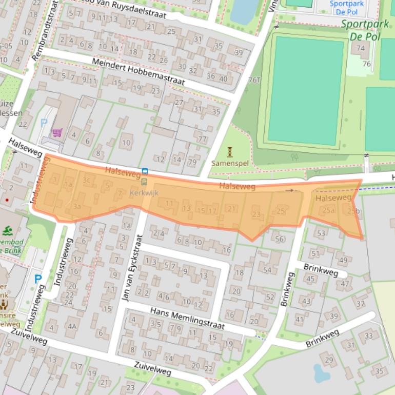 Kaart van postcodegebied 7021CX.