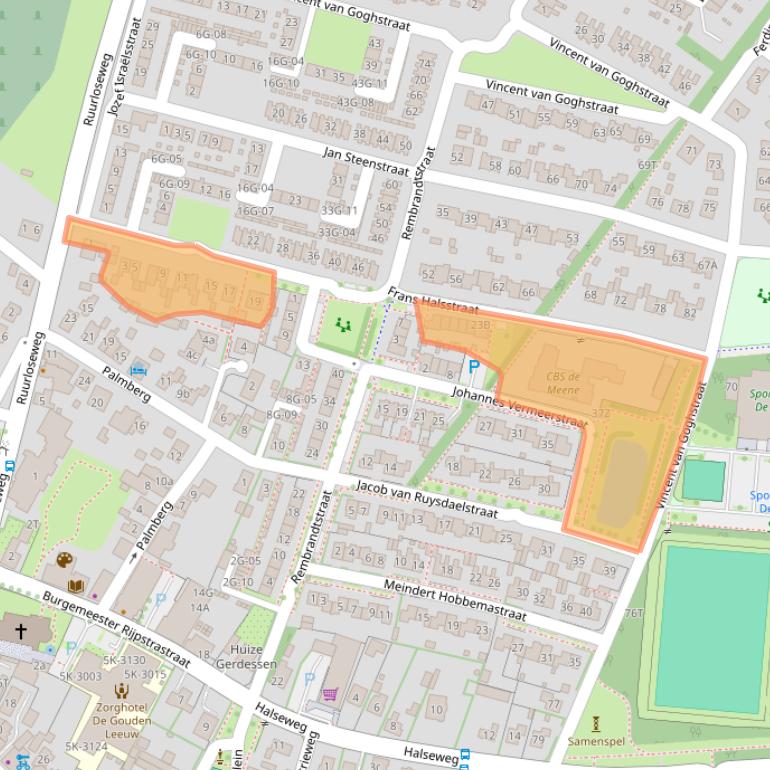Kaart van postcodegebied 7021DL.