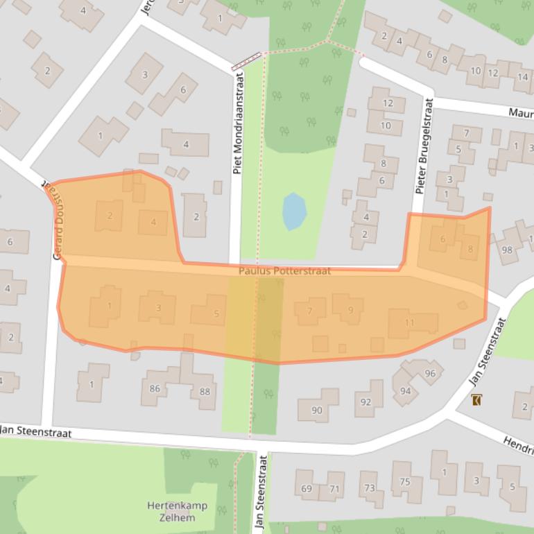 Kaart van postcodegebied 7021DZ.