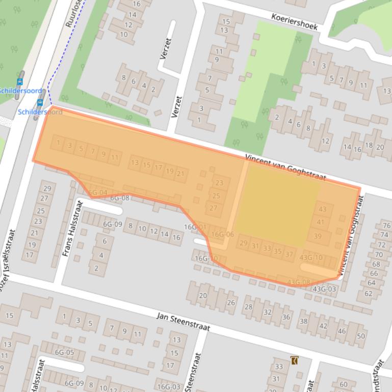 Kaart van postcodegebied 7021EB.