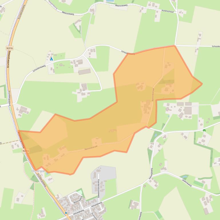 Kaart van postcodegebied 7021LN.