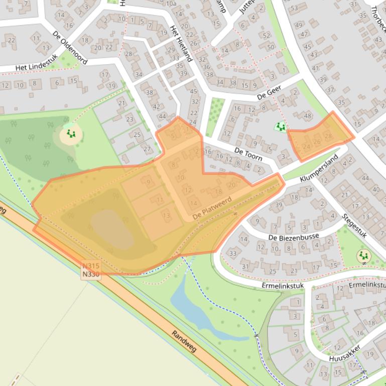 Kaart van postcodegebied 7021NL.