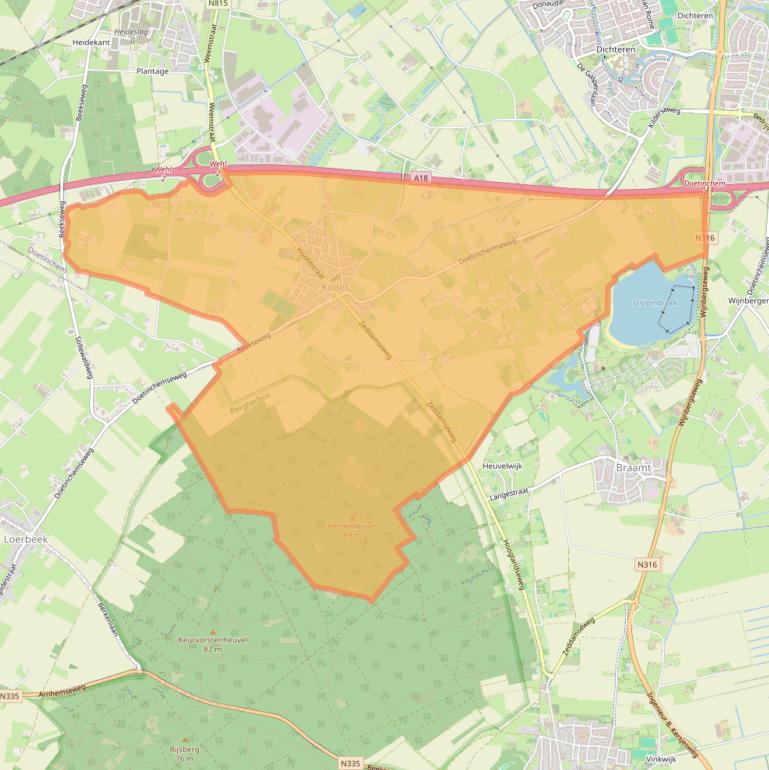 Kaart van postcodegebied 7035.