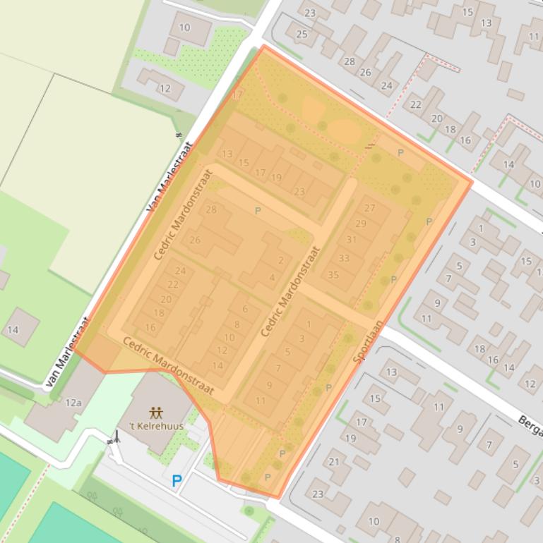 Kaart van postcodegebied 7035BA.