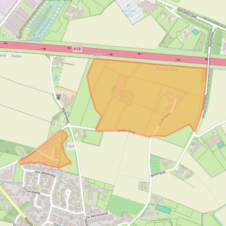 Kaart van postcodegebied 7035CM.