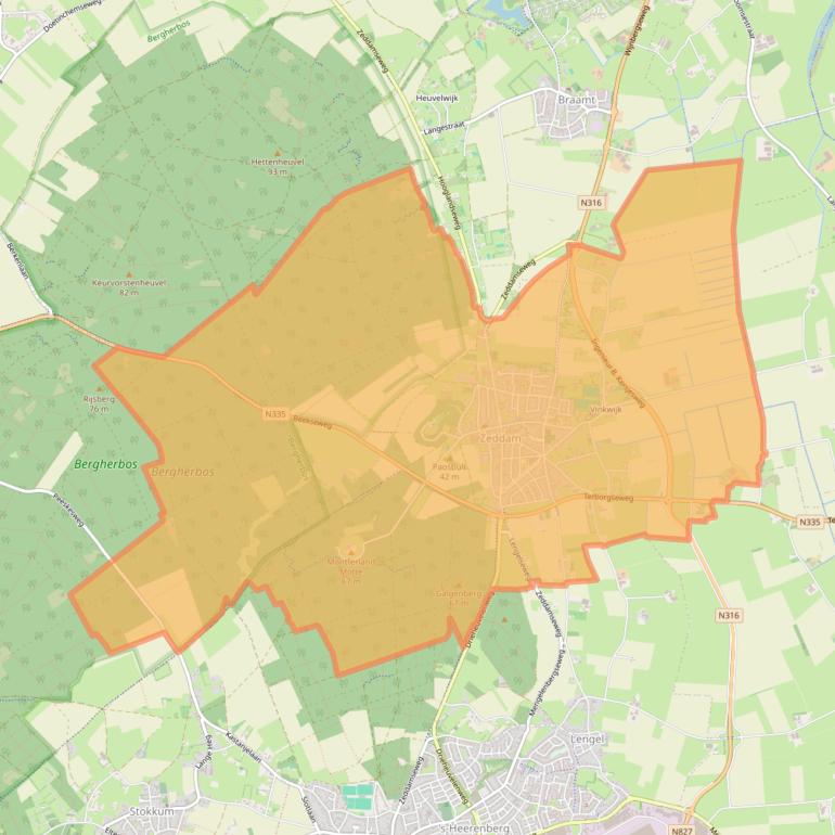 Kaart van postcodegebied 7038.