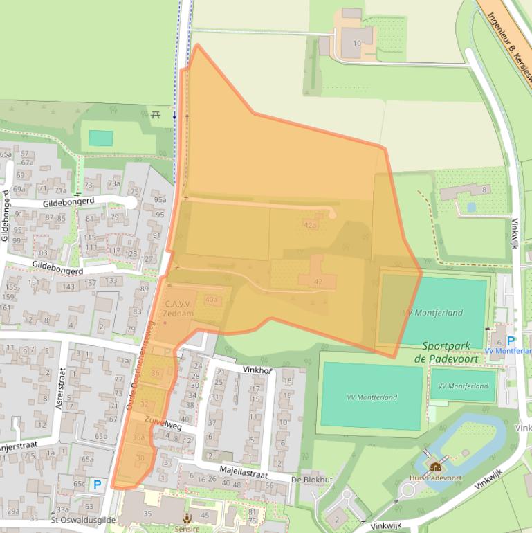 Kaart van postcodegebied 7038BJ.