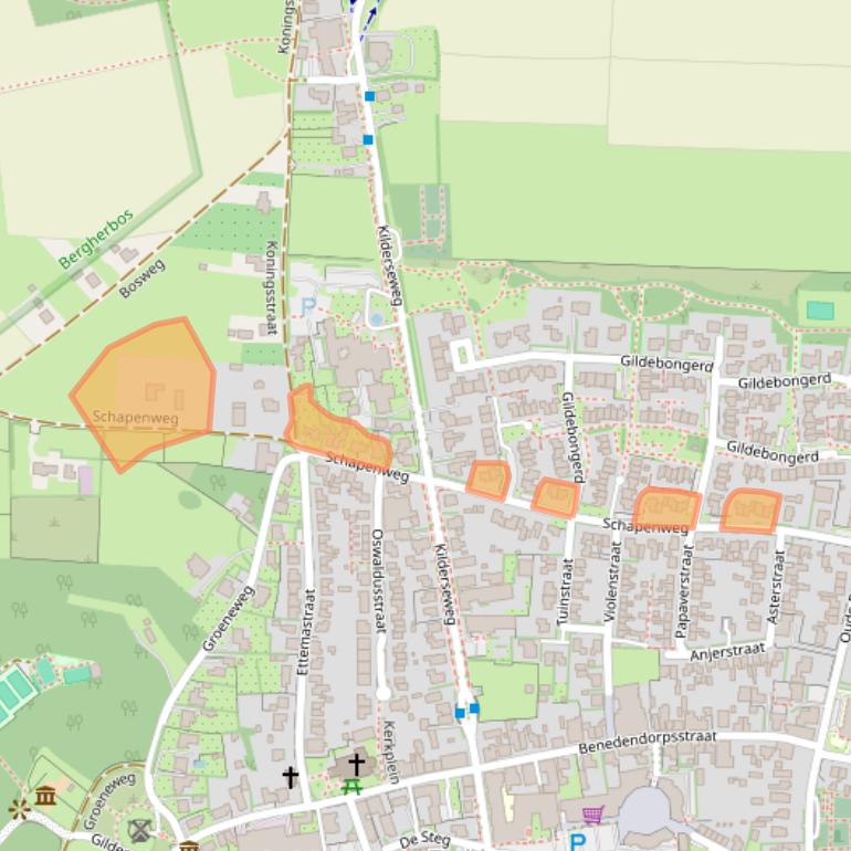 Kaart van postcodegebied 7038BV.