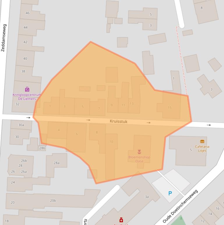 Kaart van postcodegebied 7041CZ.