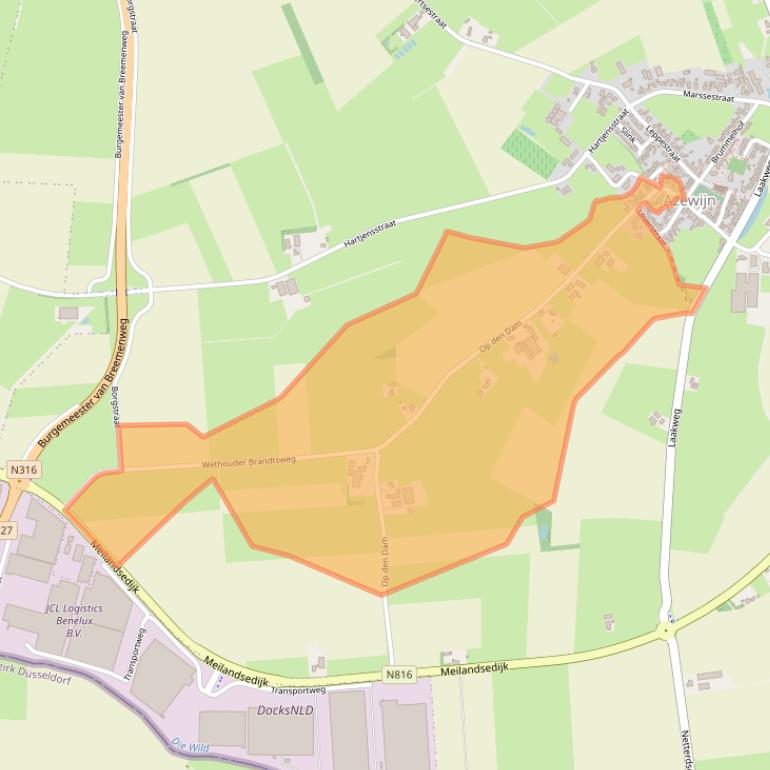 Kaart van postcodegebied 7045BC.