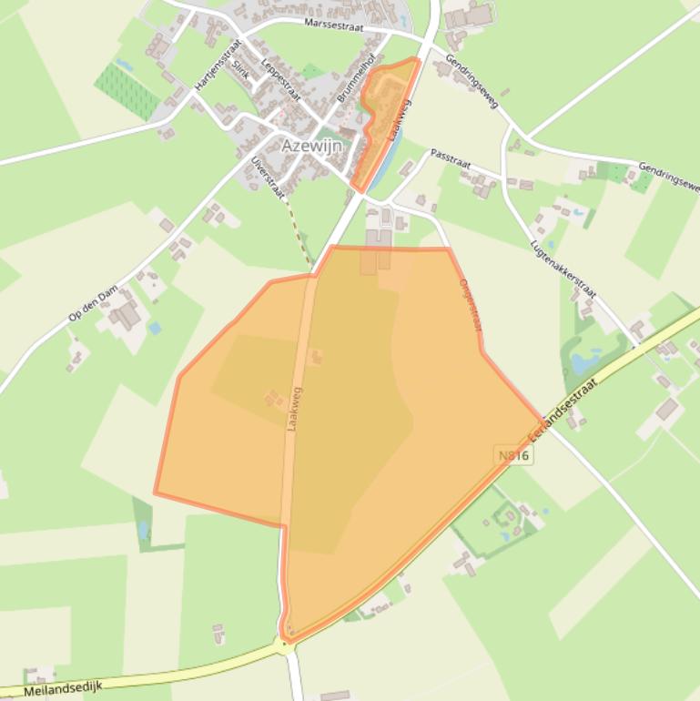 Kaart van postcodegebied 7045BG.