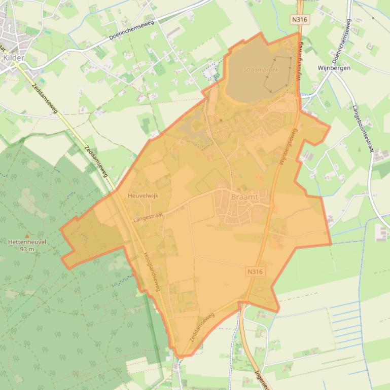 Kaart van postcodegebied 7047.