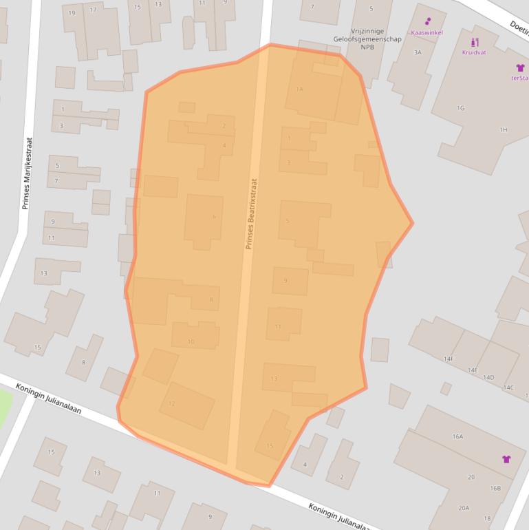 Kaart van postcodegebied 7051AD.