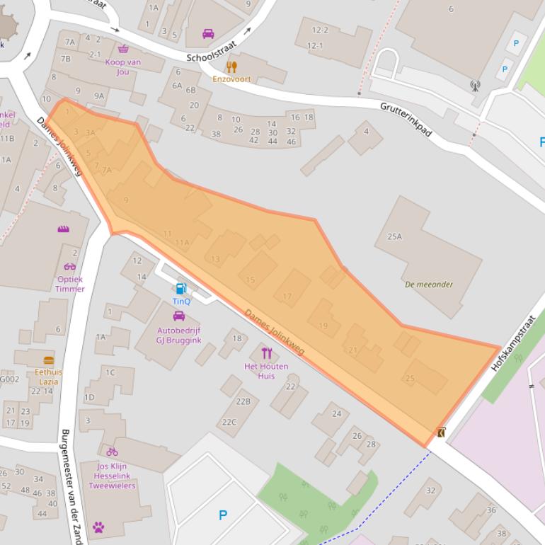 Kaart van postcodegebied 7051DG.