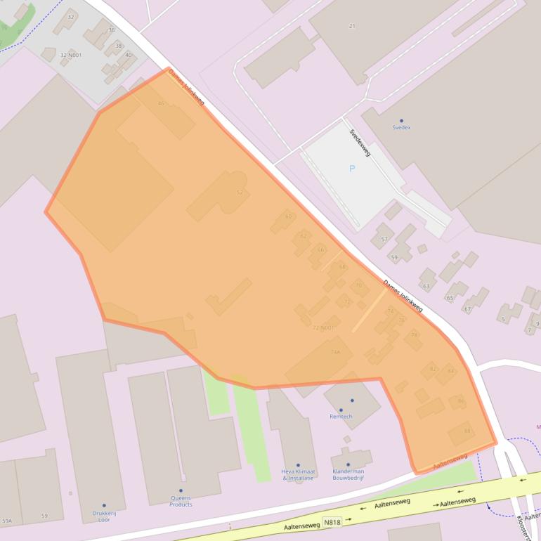 Kaart van postcodegebied 7051DL.