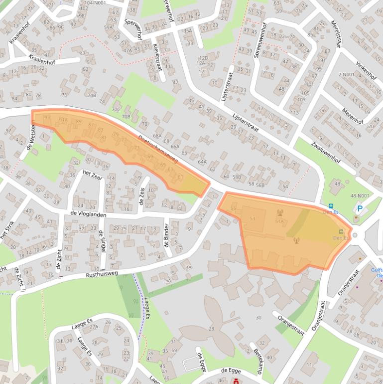 Kaart van postcodegebied 7051DP.