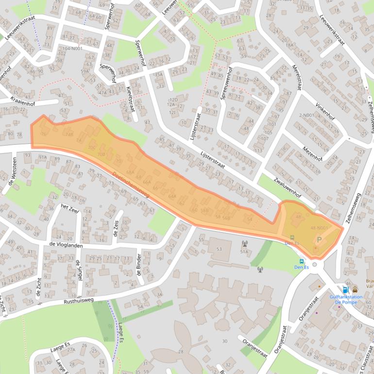 Kaart van postcodegebied 7051DT.