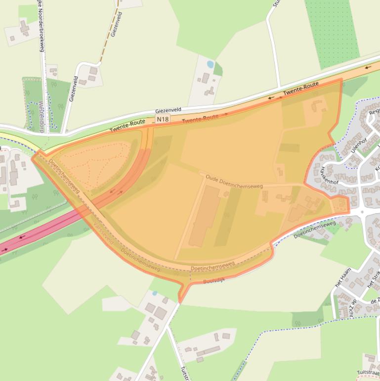 Kaart van postcodegebied 7051DZ.